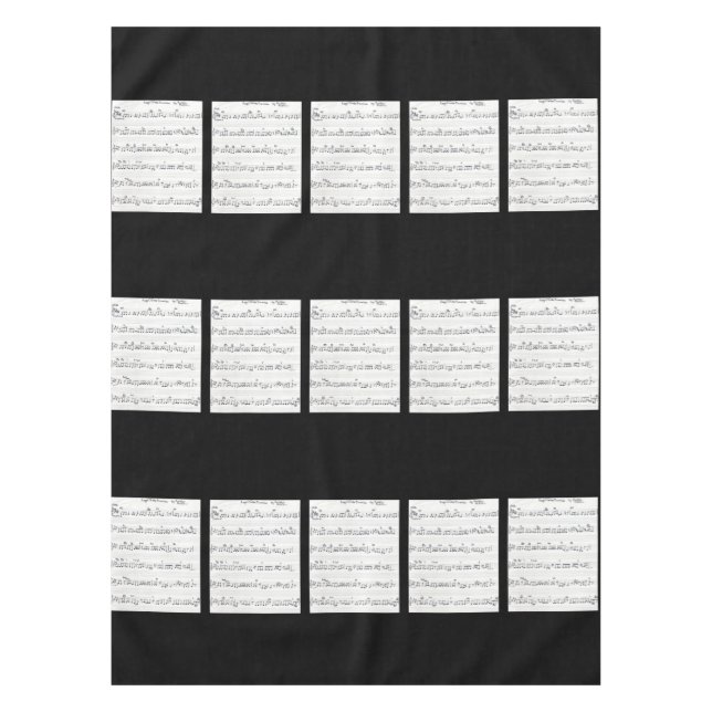 Sheet music black and white tablecloth (Front)