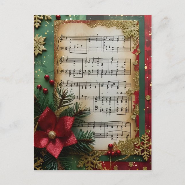 Sheet Music Christmas Scrape Book Paper  Postcard (Front)