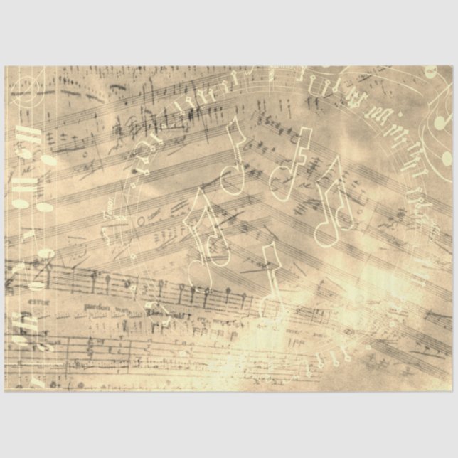 Sheet Music Collage Gold Decoupage Tissue Paper (Front)