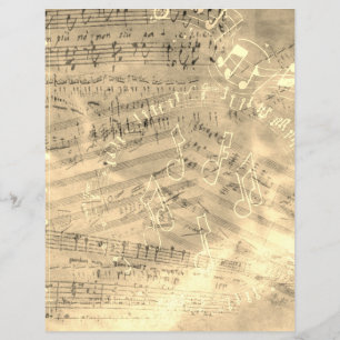 Sheet Music Collage Gold Scrapbooking Paper