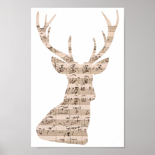 sheet music deer poster