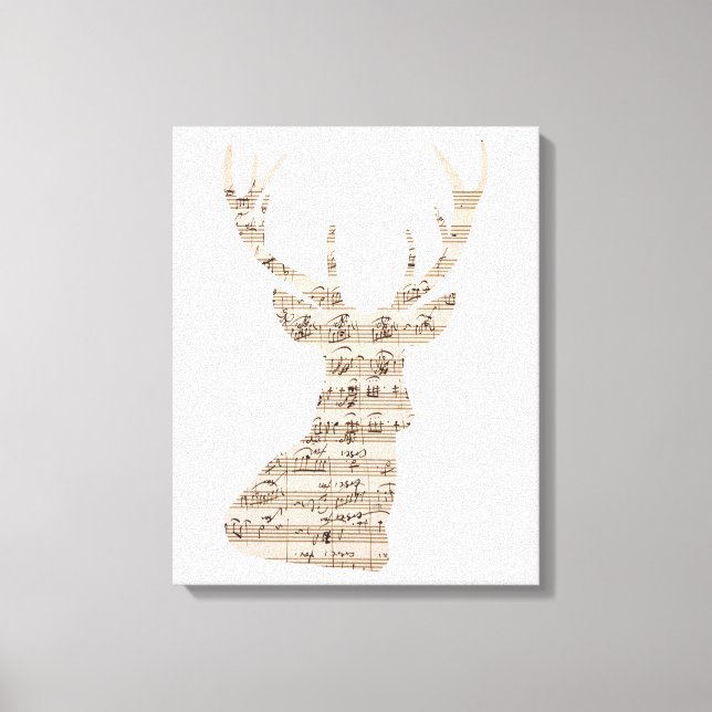 sheet music deer wrapped canvas print (Front)