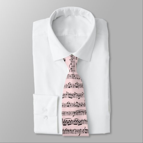Sheet Music Design On Pink Neck Tie