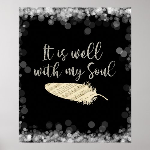 Sheet Music Feather with It Is Well with my Soul Poster
