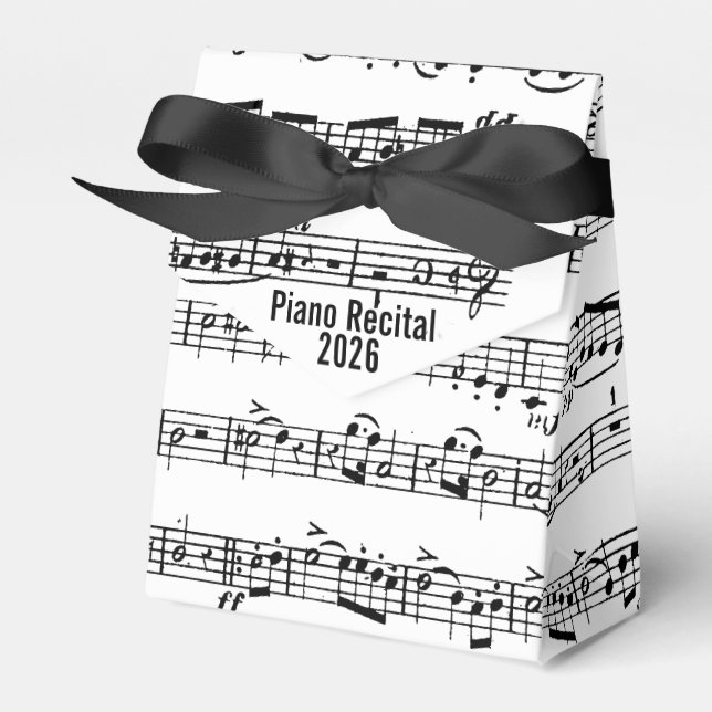 sheet music for piano recital favor boxes (Front Side)