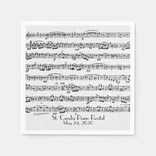 sheet music for piano recital paper napkins
