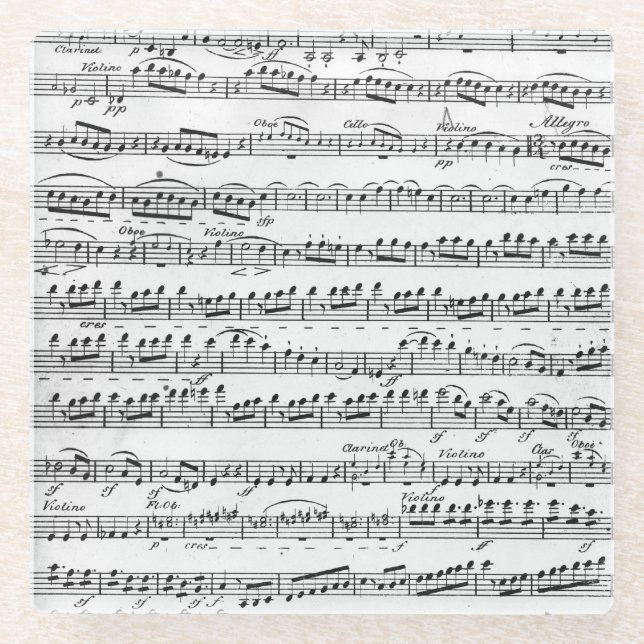 Sheet Music for the Overture to 'Egmont' Glass Coaster (Front)