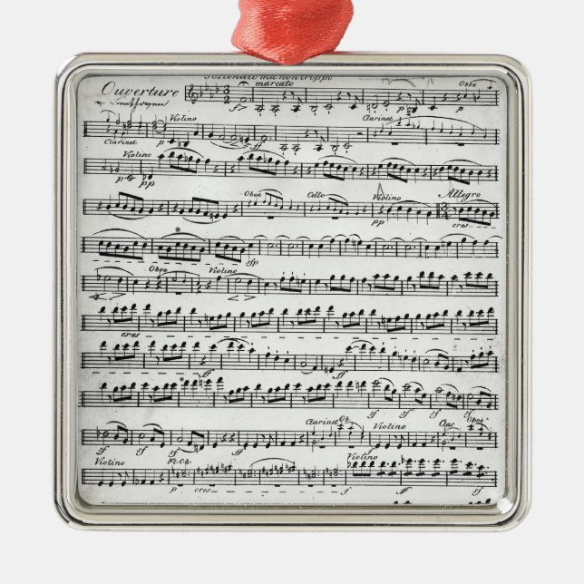 Sheet Music for the Overture to 'Egmont' Metal Ornament (Front)