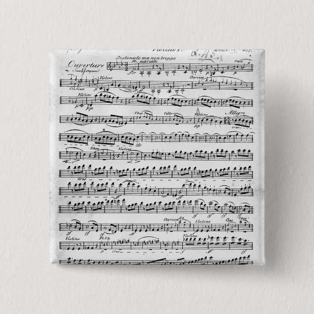 Sheet Music for the Overture to 'Egmont' Pinback Button (Front)