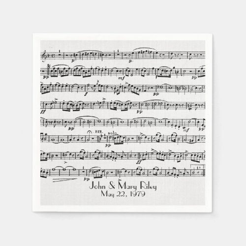sheet music for wedding anniversary party napkins