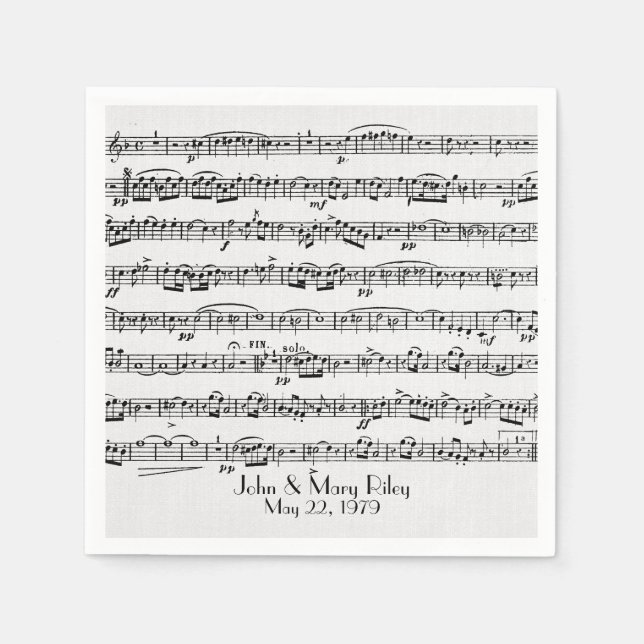 sheet music for wedding anniversary party napkins (Front)