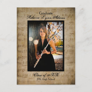 Sheet Music Graduation Announcement - Post Card