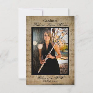 Sheet Music Graduation Announcement w/ Photos 3x5