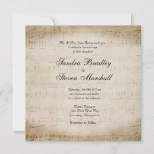 Sheet Music Guitar Singer Wedding Invitation