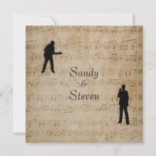 Sheet Music Guitar Singer Wedding Invitation