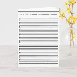 Sheet Music Manuscript Staff Line Clef  Card