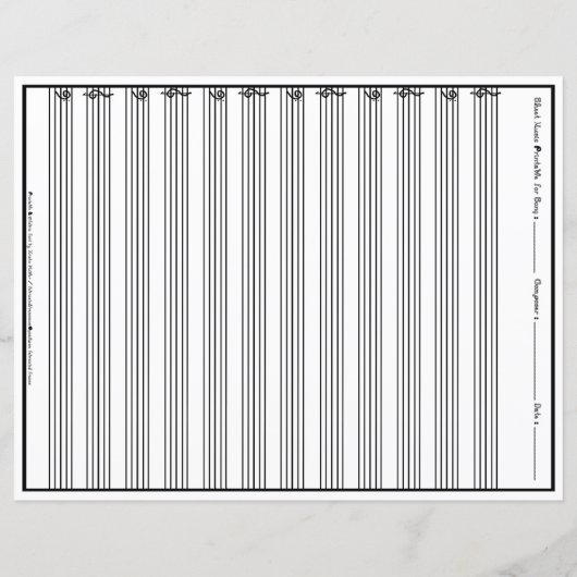 Sheet Music Manuscript Staff Line Clef Paper Sheet (Back)