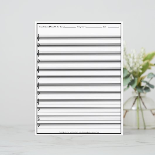 Sheet Music Manuscript Staff Line Clef Paper Sheet (Standing Front)
