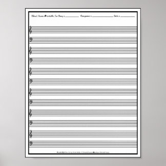 Sheet Music Manuscript Staff Line Clef  Poster