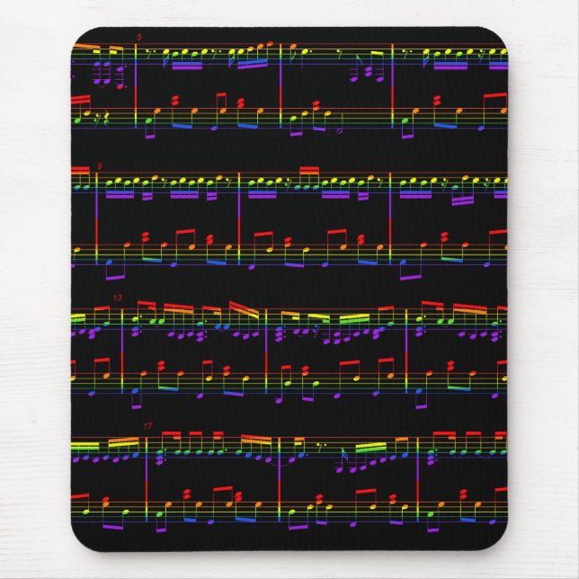 Sheet Music Mouse Pad Rainbow (Front)