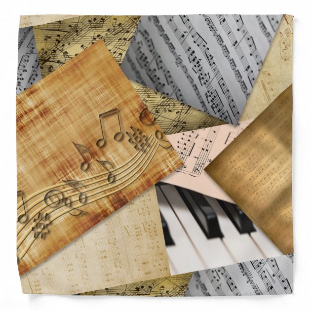 Sheet Music Musical Notes Vintage Piano Keys Bandana | Zazzle