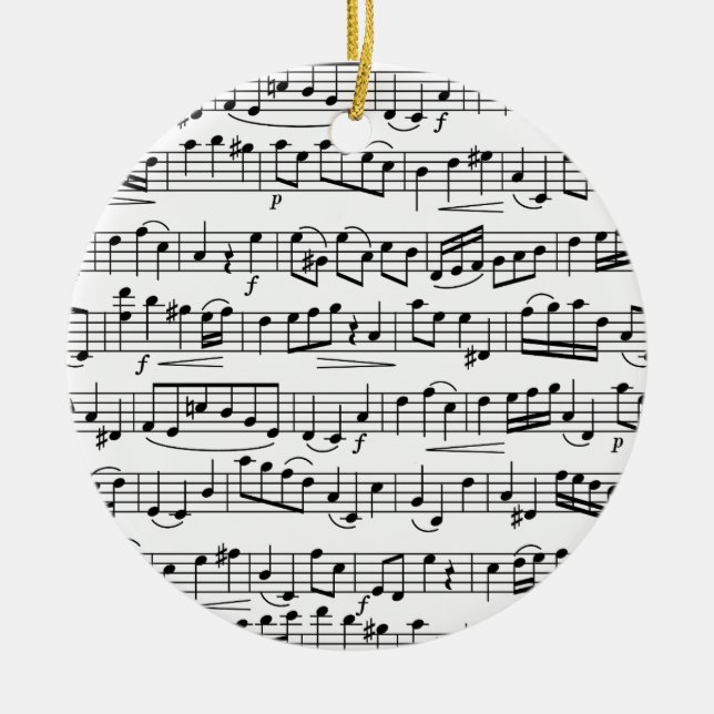 Sheet Music Notes        Ceramic Ornament (Front)