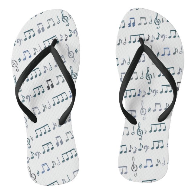 Sheet music notes doodle drawing design flip flops (Footbed)