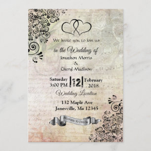 Sheet Music Notes Hearts Wedding Invitations