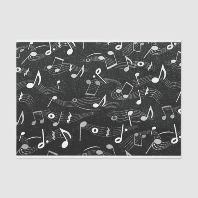 Sheet Music Notes Musician Black White Decoupage (Front)