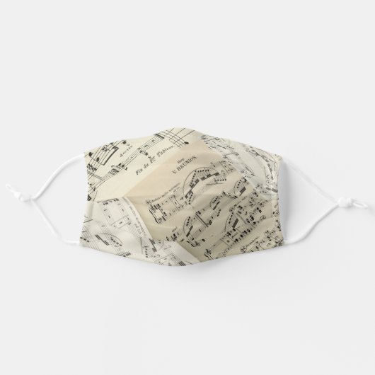 Sheet music on a mask: adult cloth face mask (Front, Unfolded)