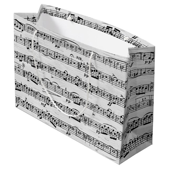 Sheet Music On Birch Tree Large Gift Bag (Back Angled)