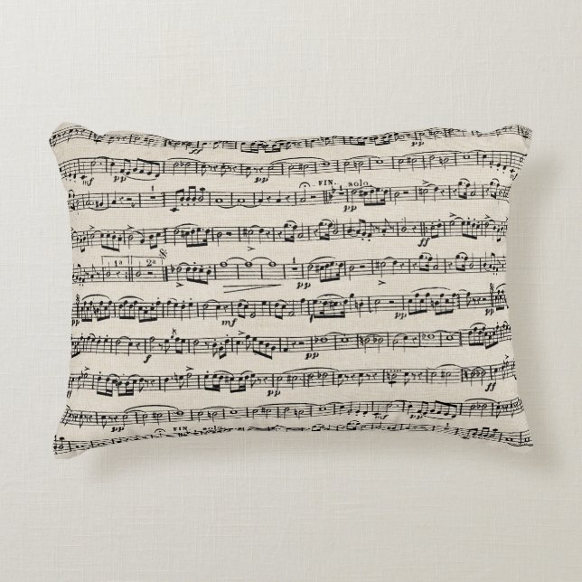 Sheet Music On Burlap Accent Pillow (Front)