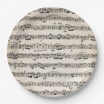 Sheet Music On Old Paper Paper Plates by dryfhout at Zazzle
