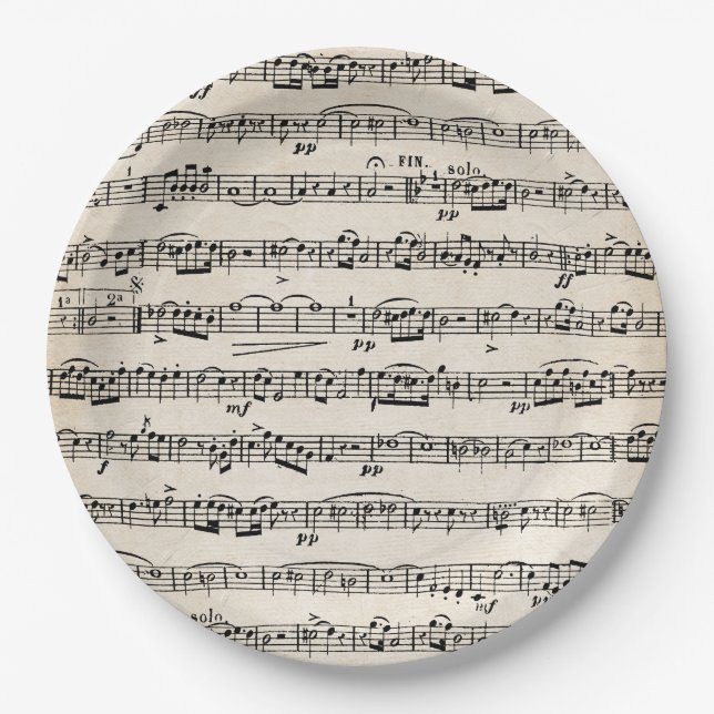 Sheet Music On Old Paper Plates (Front)