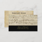 Sheet Music on Parchment Handwritten in Ink Business Card (Front/Back)