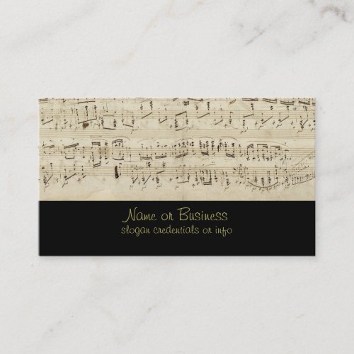Sheet Music on Parchment Handwritten in Ink Business Card