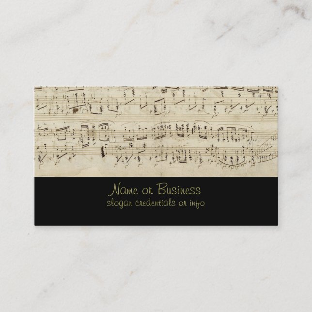 Sheet Music on Parchment Handwritten in Ink Business Card (Front)