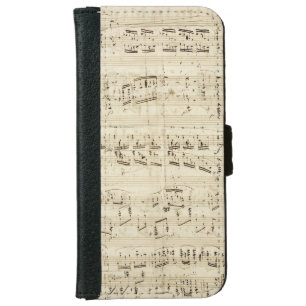 Sheet Music on Parchment Handwritten in Ink Wallet Phone Case For iPhone 6/6s