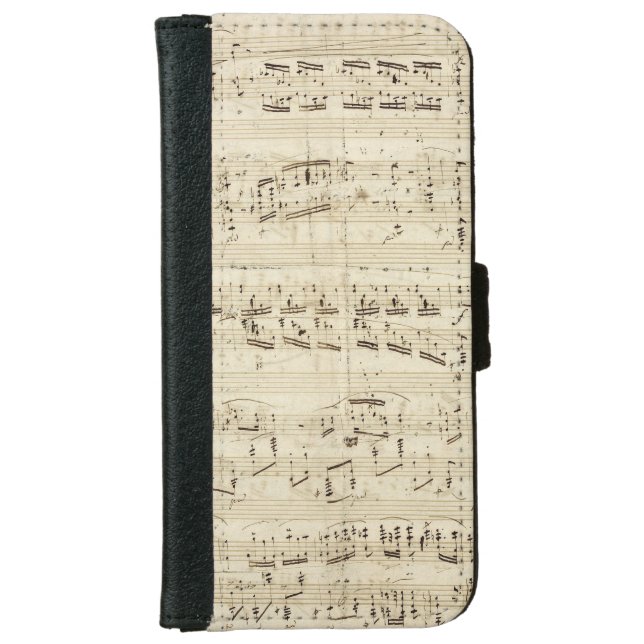 Sheet Music on Parchment Handwritten in Ink iPhone Wallet Case (Front)