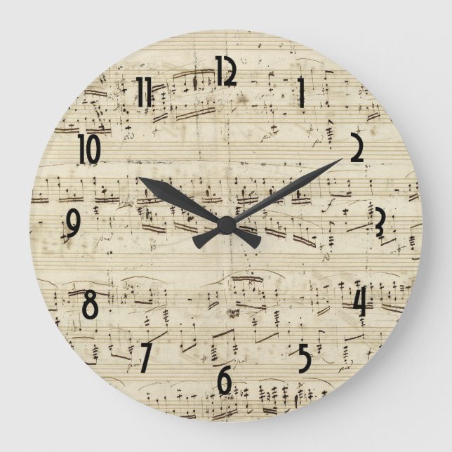 Sheet Music on Parchment Large Clock (Front)