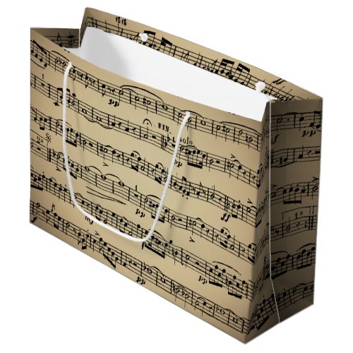 Sheet Music On Vintage Paper Large Gift Bag