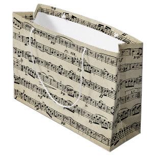 Sheet Music On Vintage Texture Large Gift Bag
