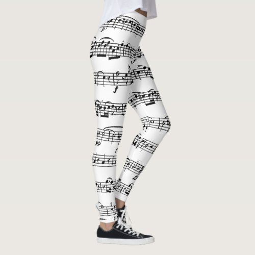 Sheet Music on White  Leggings