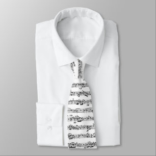 Sheet Music On White Neck Tie
