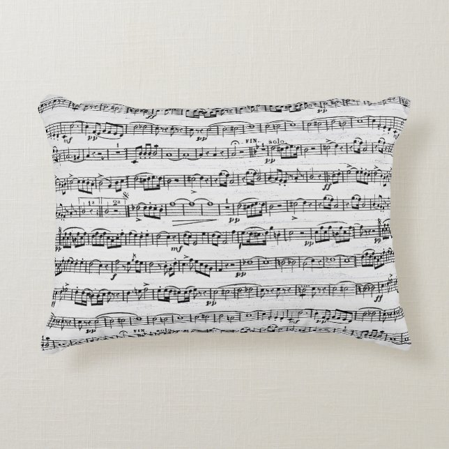 Sheet Music On Whitewashed Wood Accent Pillow (Front)