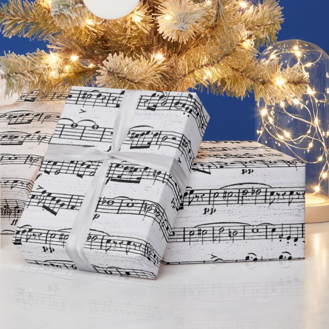 Sheet Music On Whitewashed Wood Wrapping Paper (Holidays)