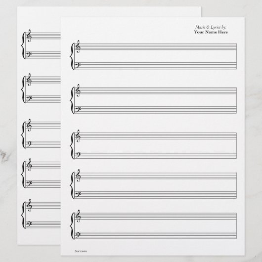 Sheet Music - Piano & Vocal (Write your own music) (Front/Back)