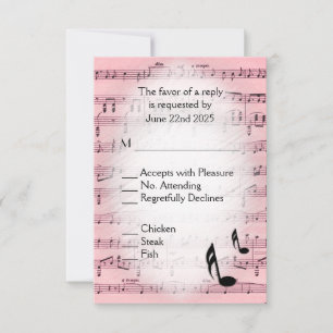 Sheet Music Pink RSVP Menu Choice