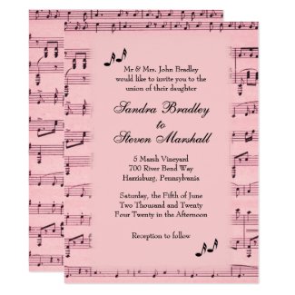 Sheet Music Pink Wedding Invitation