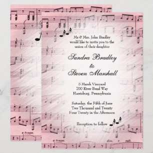 Sheet Music Pink Wedding Invitation 2